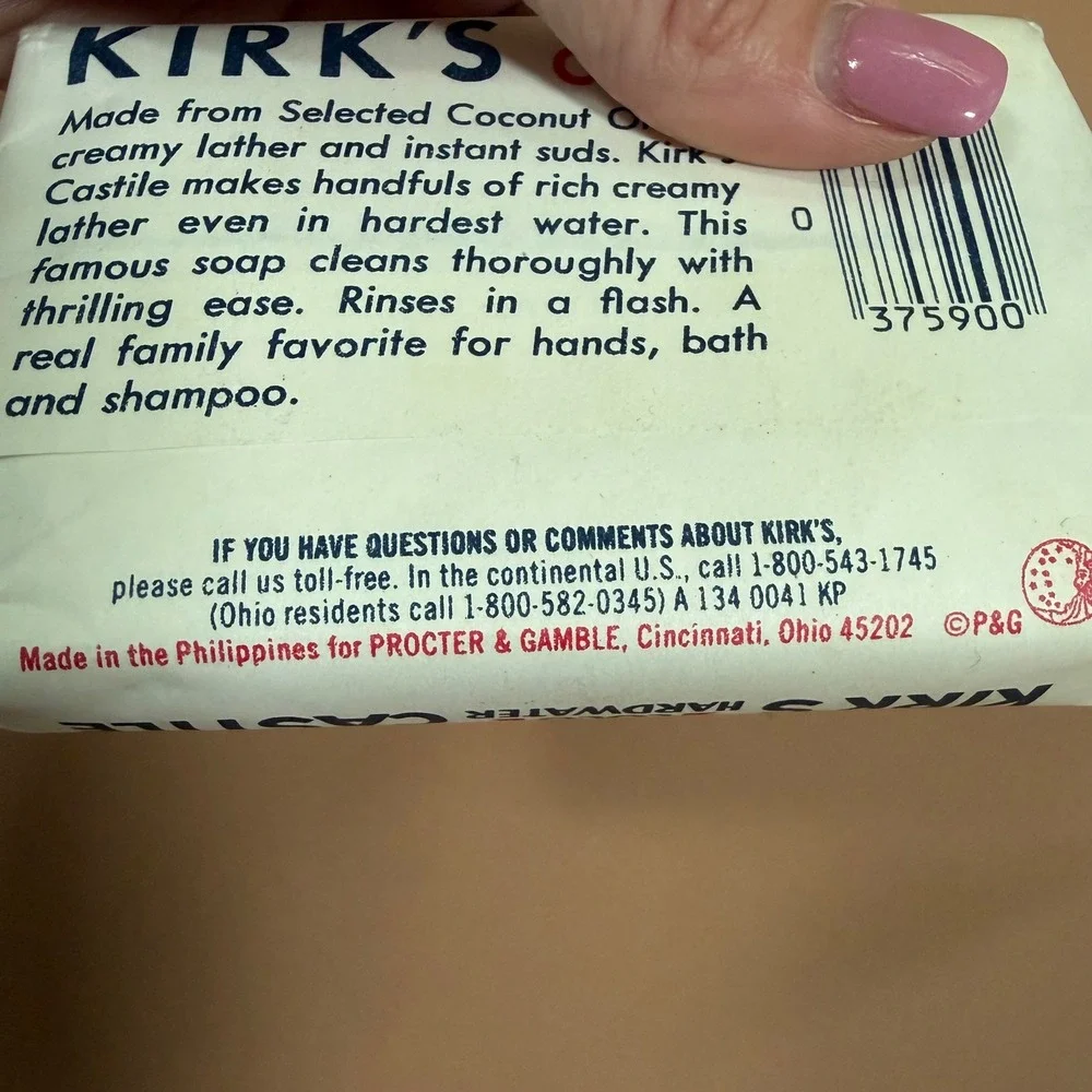 Kirks Original Coco Hardwater Castile Soap Bar 4 oz Coconut Oil Vintage P&G NOS